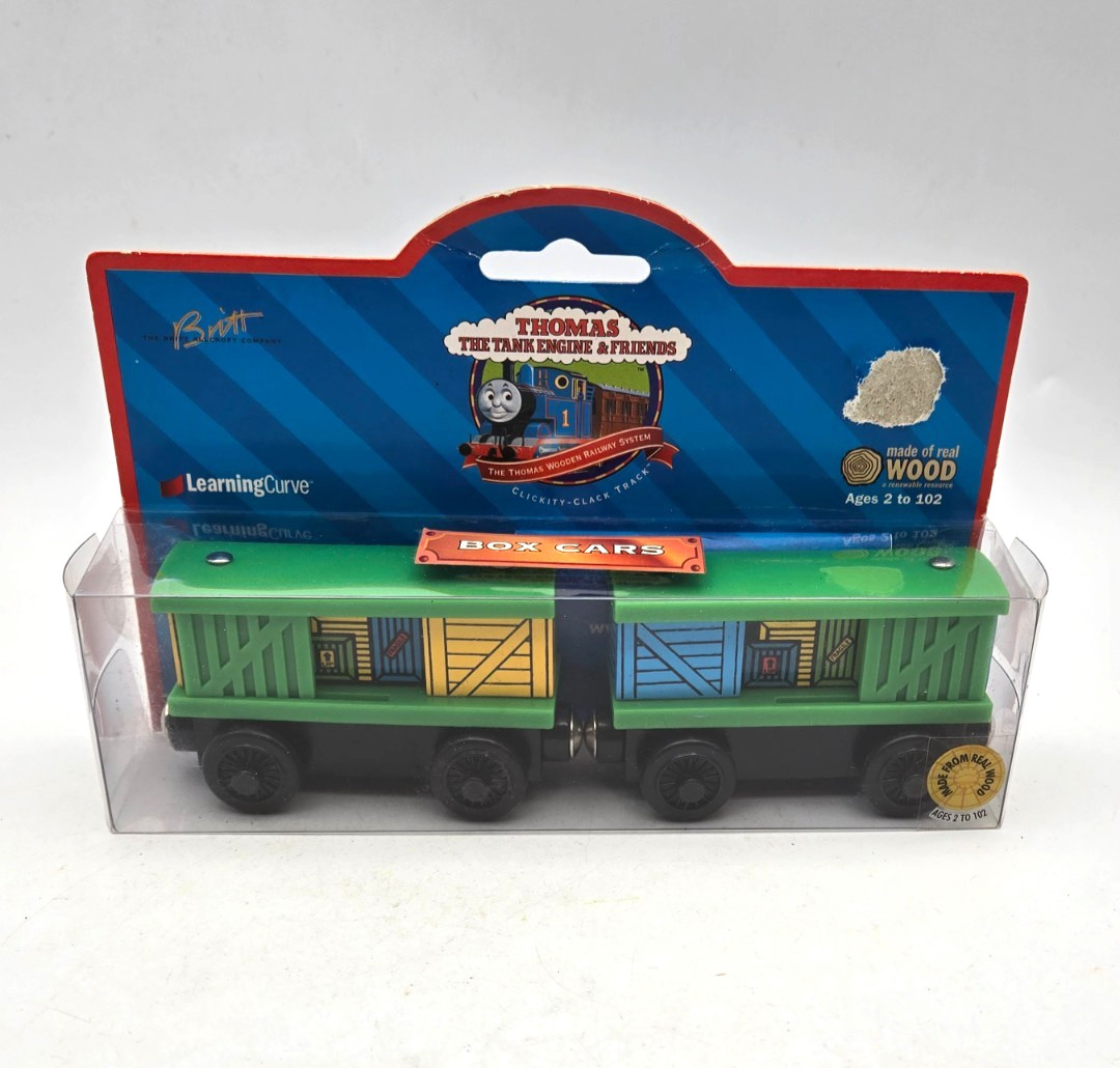 Thomas & Friends Wooden Railway Train Tank Engine – Green Box Cars – 1999 – NEW