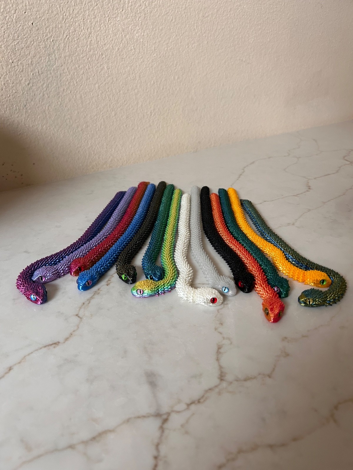 3D Printed Articulated Snake Multi Colors Plastic Stress Relief Toy Fidget