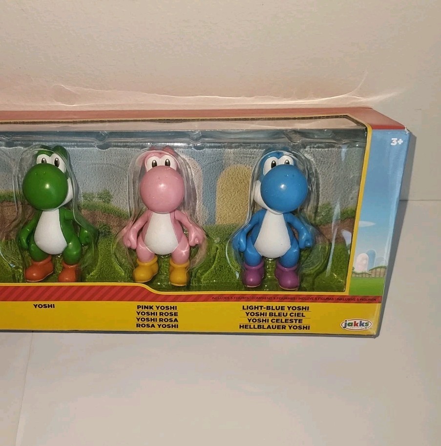Super Mario Yoshi Multi Pack Yellow Purple Green Pink Blue Jakks Pacific 2.5&Prime;