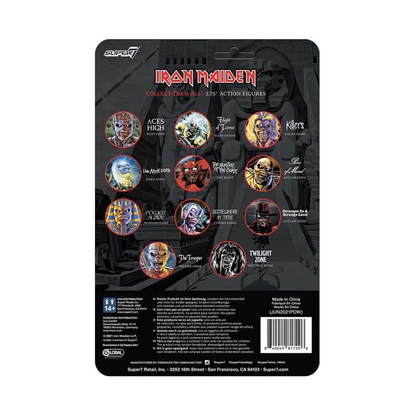 Super7 ReAction Iron Maiden Powerslave Pharaoh Eddie GITD Exclusive New *