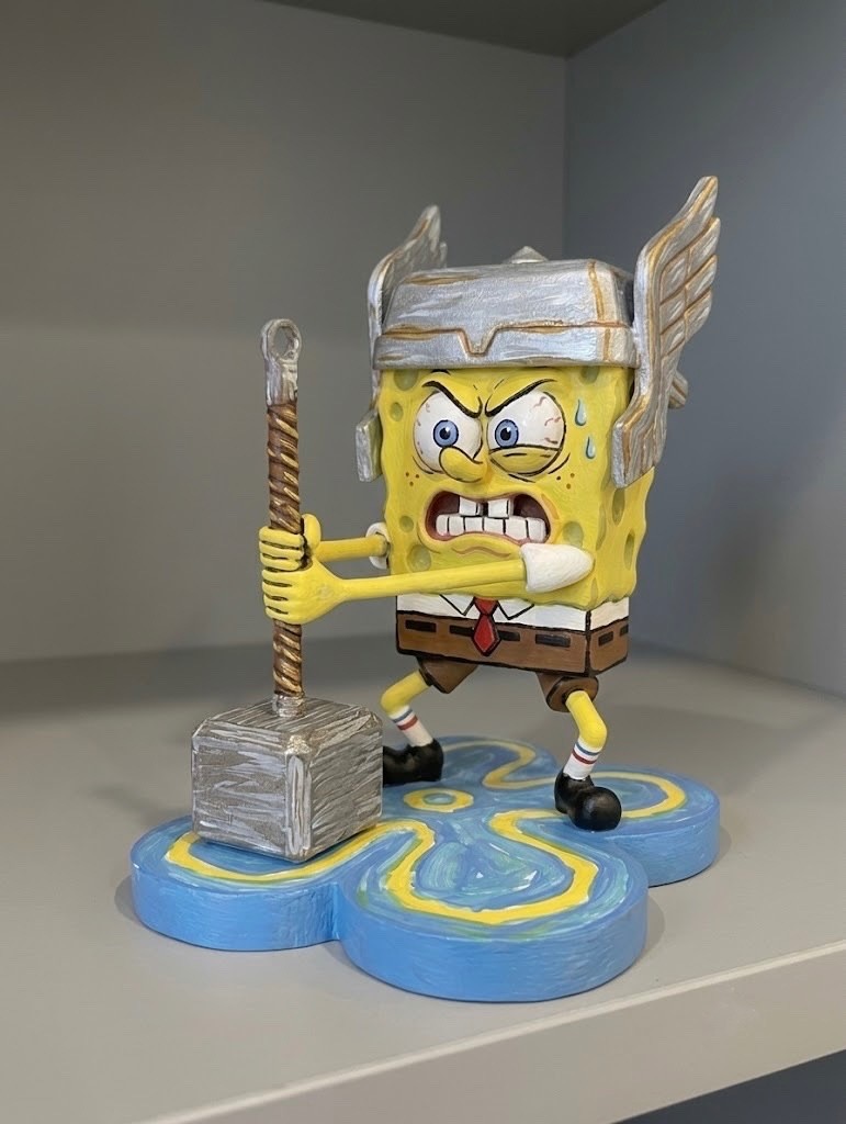 SpongeBob SquarePants Marvel Thor Mjolnir Statue Figure Display-Art Collectible