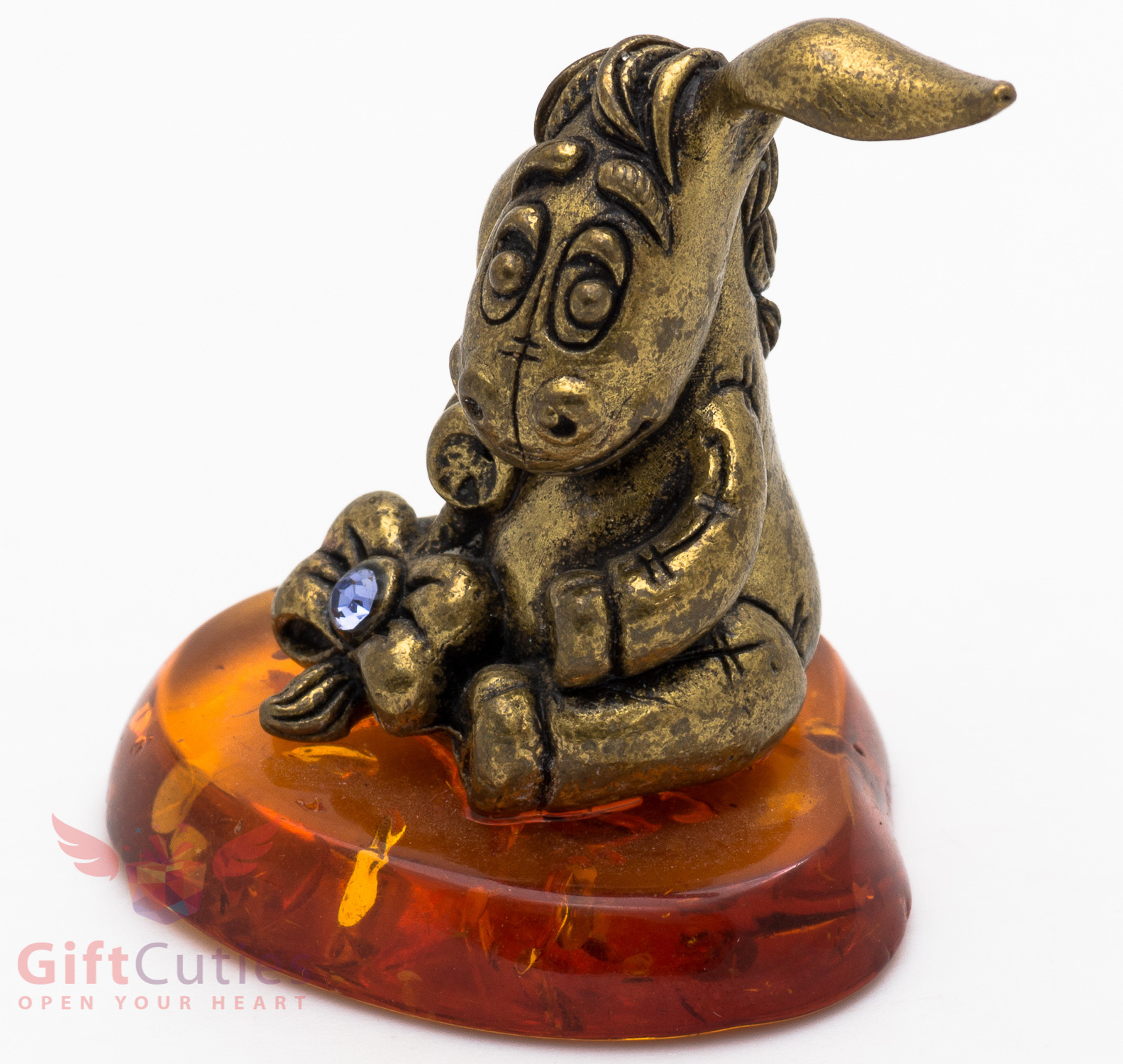 Solid Brass Amber Figurine Winnie the Pooh Eeyore Donkey Ослик Иа IronWork