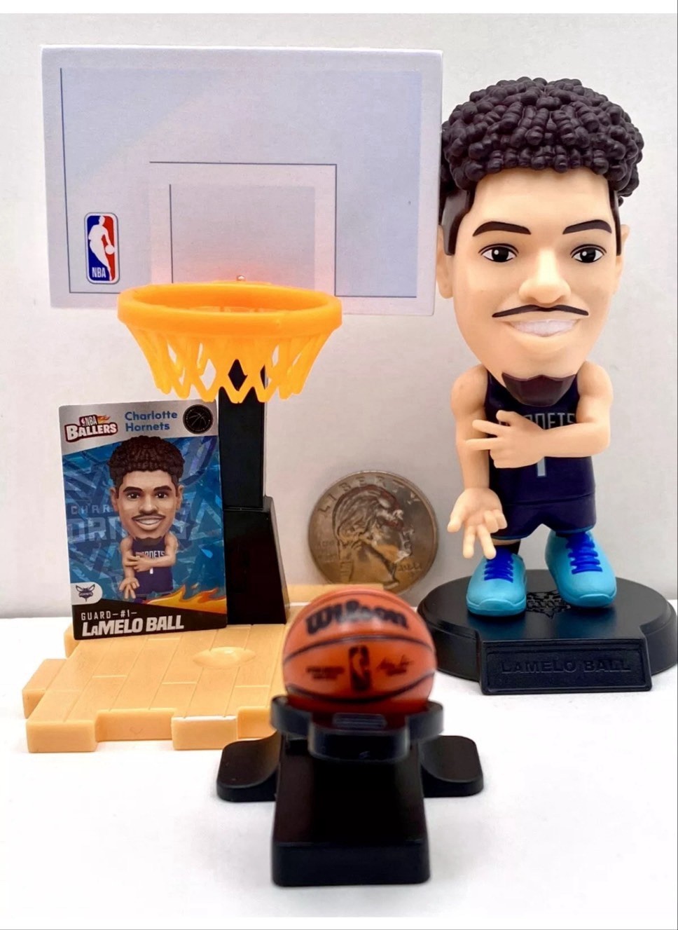 #1 LaMelo Ball Charlotte Hornets With Basketball Hoop Zuru NBA Ballers