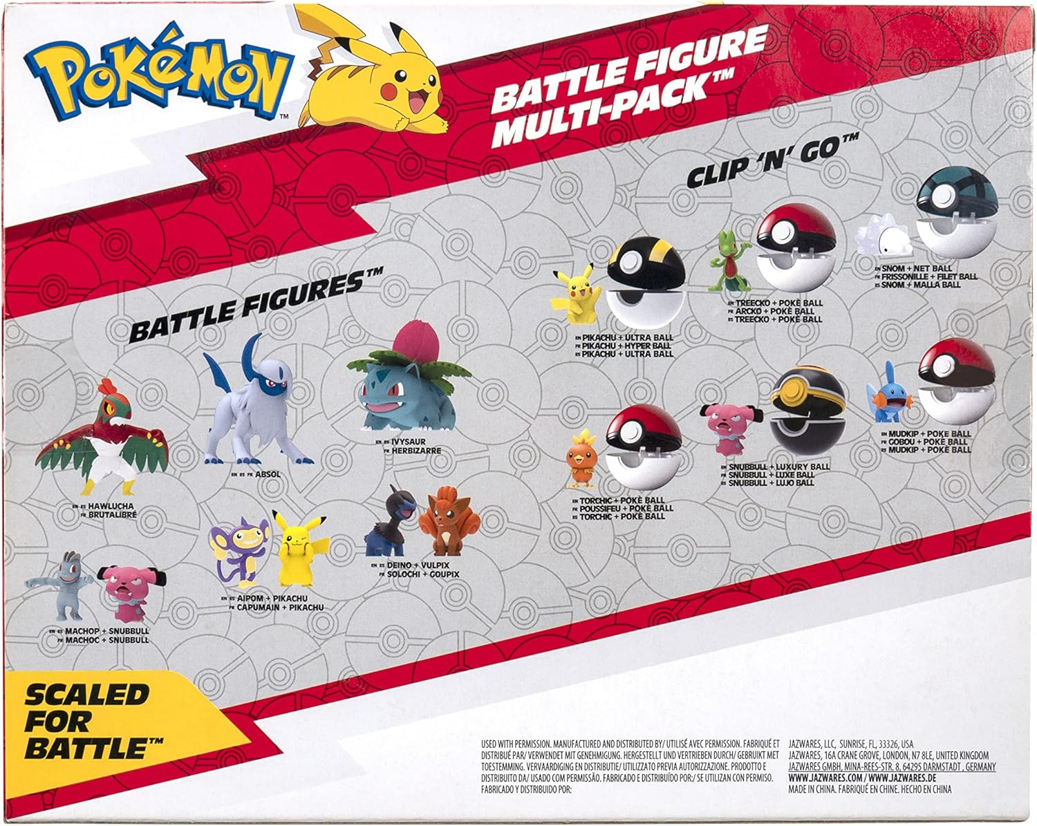 Battle Figure 6 Pack-Features 2-Inch Pikachu, Squirtle, Charmander, Bulbasaur, M
