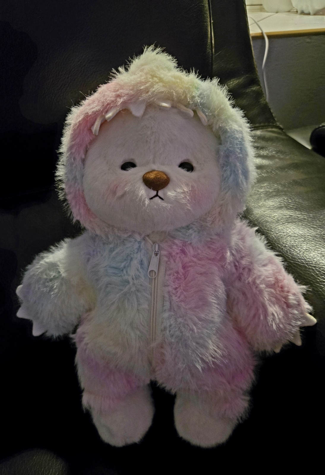 Handmade 12inch Fully Jointed Pink Rainbow Dinosaur Teddy Bear