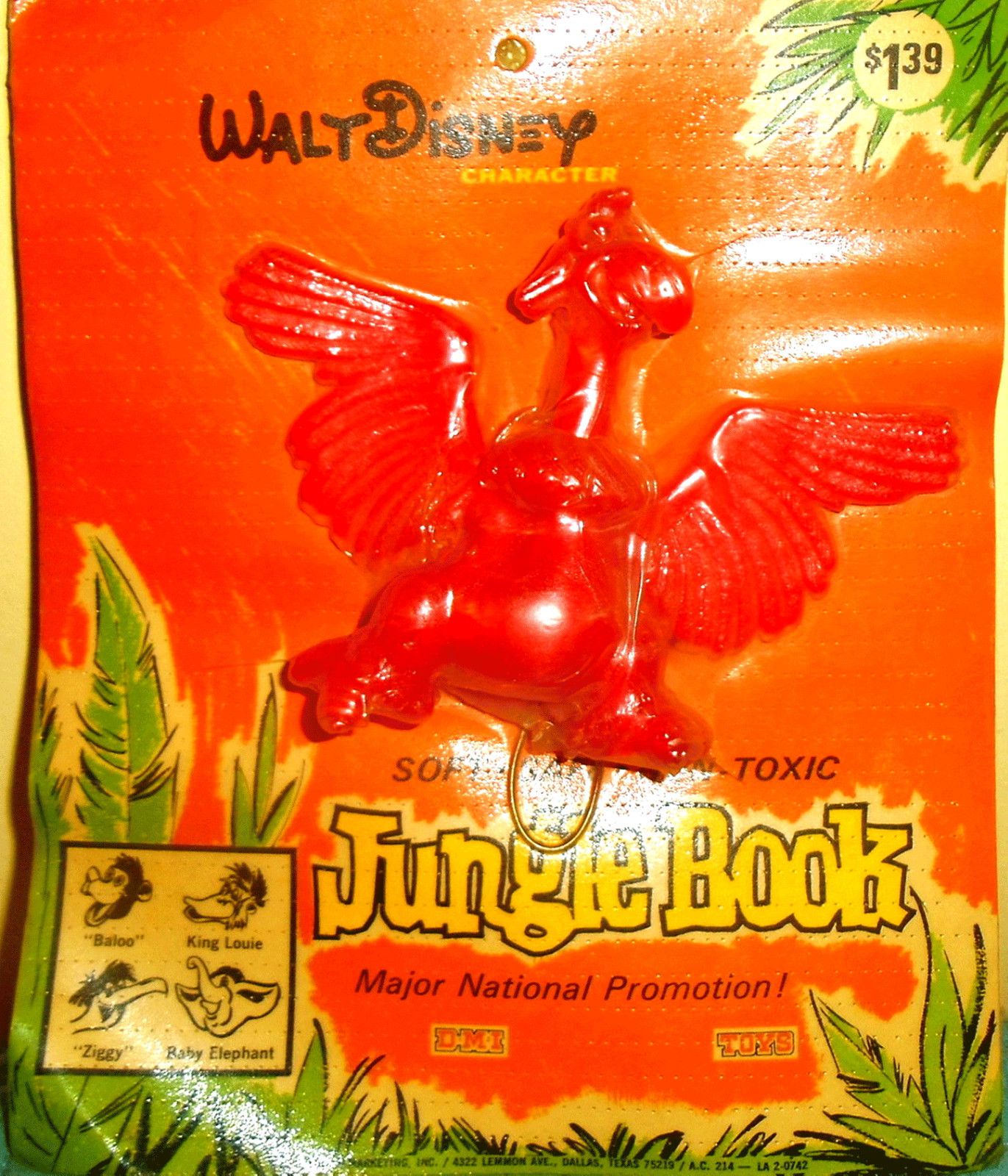 New Vintage 1966 Disney Jungle Book Ziggy Oily Jiggler Rubber Russ Berrie MOC