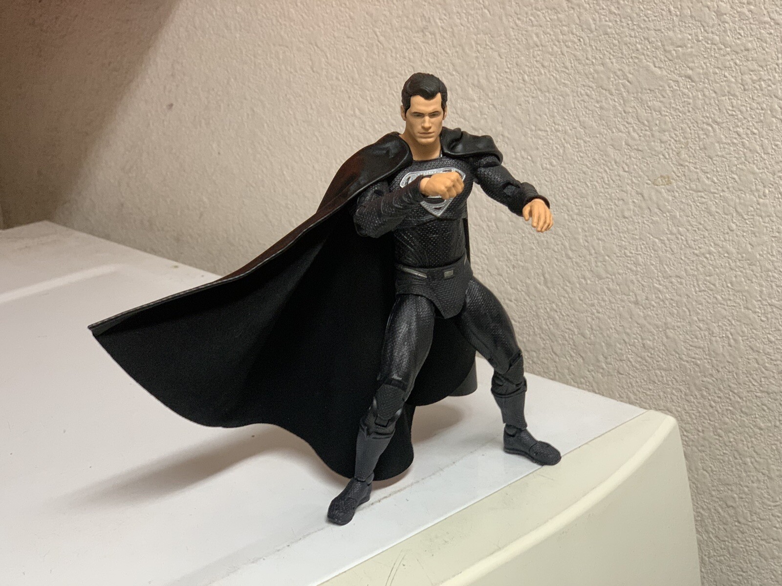 Custom Mcfarlane black wired leather superman cape 1/12 Dc Multiverse NOT FIGURE