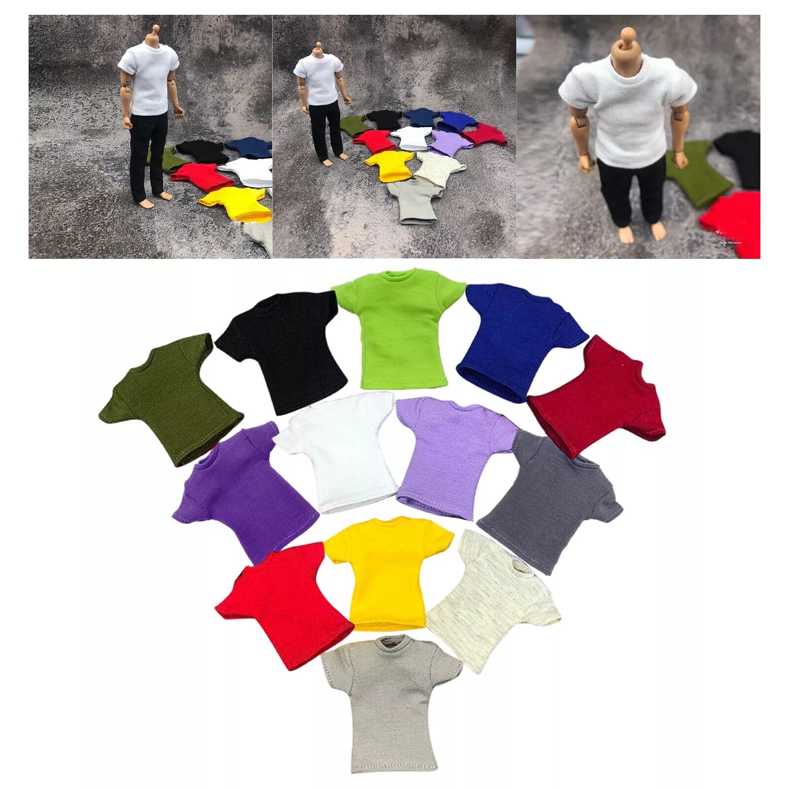 1/12 Scale Male Soldier T-Shirt Short Sleeve Clothes Model For Action Figure 6&Prime;