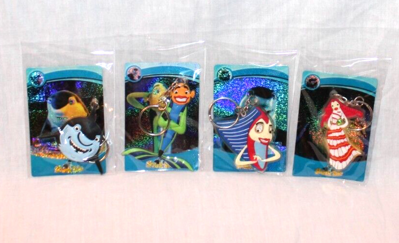 NEW IN PACKAGE LOT OF 4 SHARK TALE RUBBER KEYCHAINS 2&Prime; -3&Prime; TALL