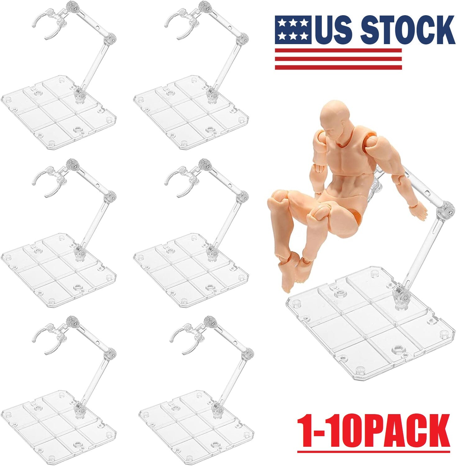 10Pc HG144 Adjustable Action Figure Display Holder Base Doll Model Support Stand