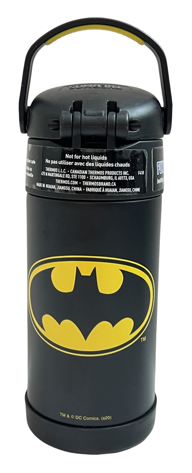 Batman Action Figure, Batmobile Toy & Thermos Batman Funtainer Water Bottle 12oz