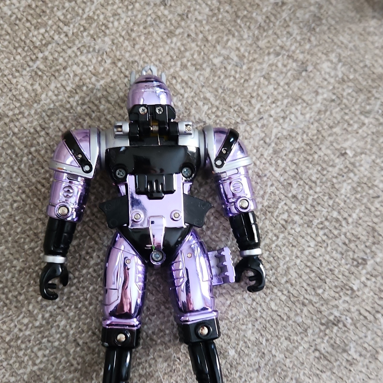 Purple Black Silver Robot Action Figure Fully Jointed with Accessories