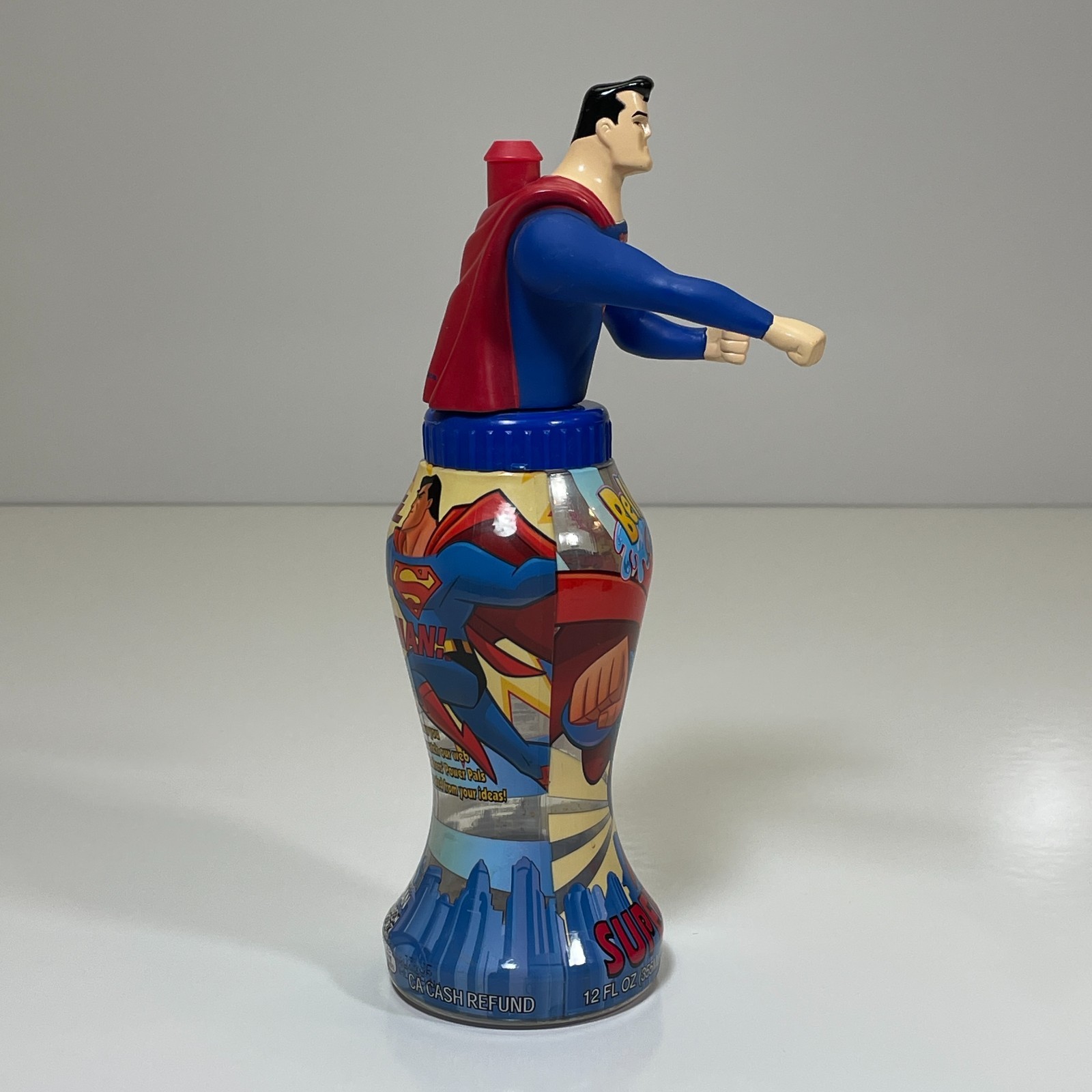 2001 Belly Washers Superman and Batman Poseable 8.5&Prime; Figural 12 oz. Bottles
