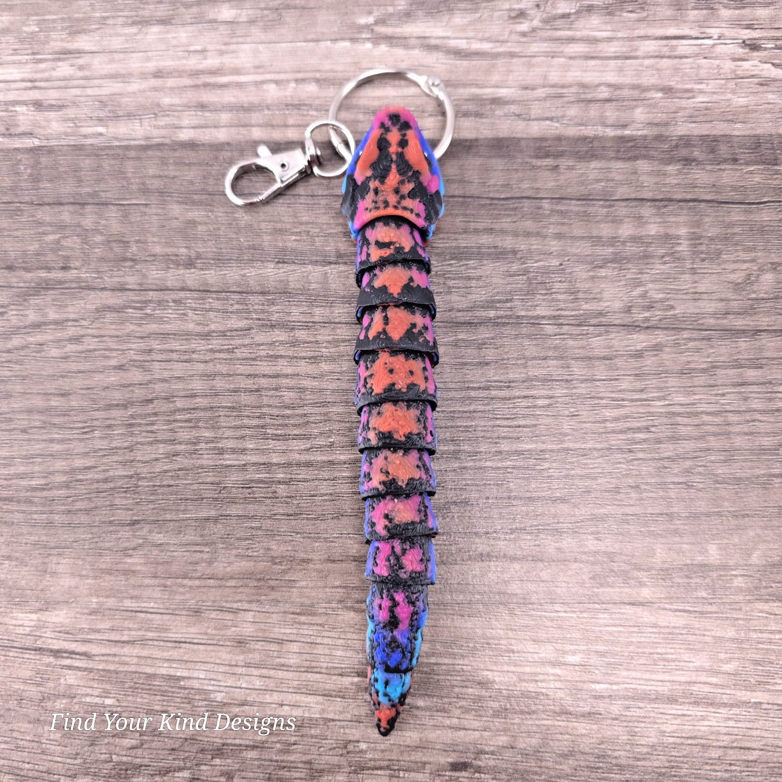 Mini Hognose Snake 3D printed Keychain articulated toy 5.25 inch Flexi Fidget