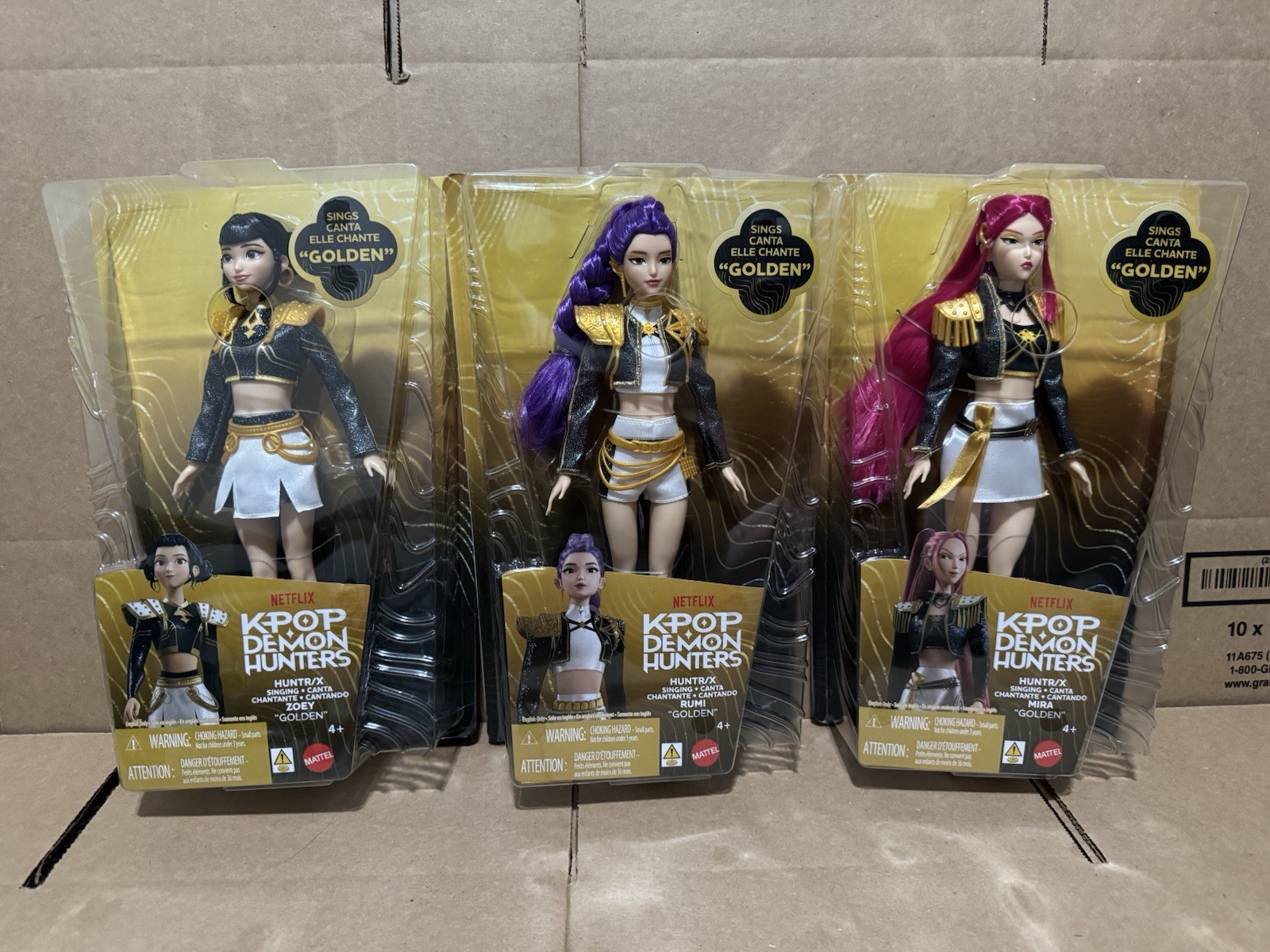 KPop Demon Hunters HUNTR/X Golden Singing Dolls ALL THREE – Mira, Zoey, Rumi