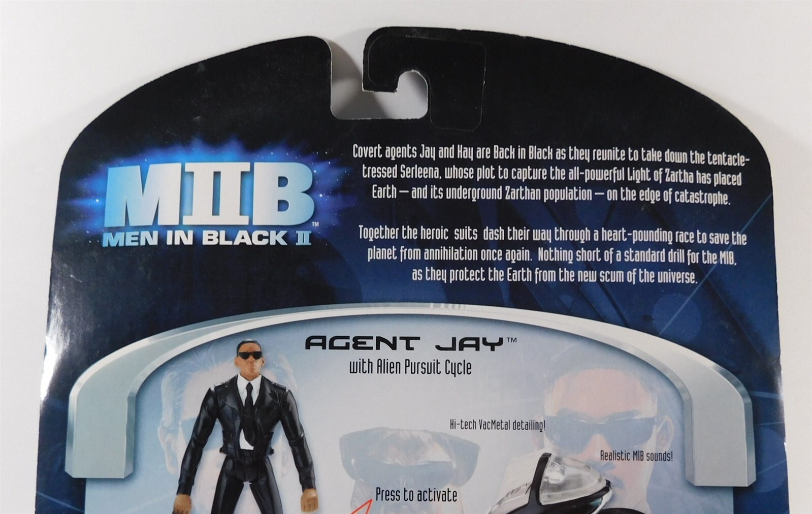 2002 Hasbro Men in Black 2 AGENT JAY with Alien Pursuit Cycle, Action Fig. New