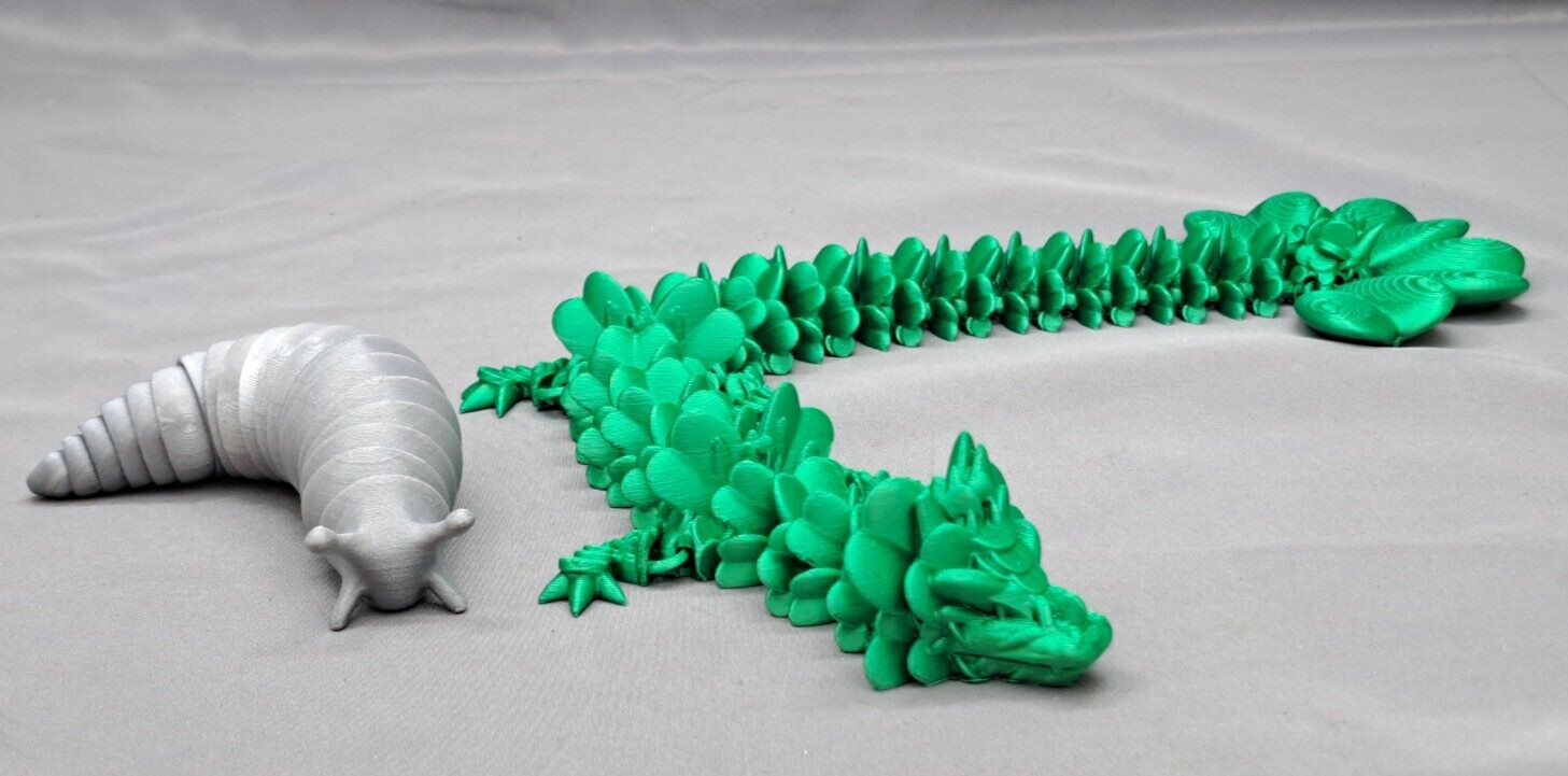 Lucky Clover Dragon ~ 3D Printed ~ Articulating ~ Fidget Toy ~ Tik Tok ~18&Prime; Long