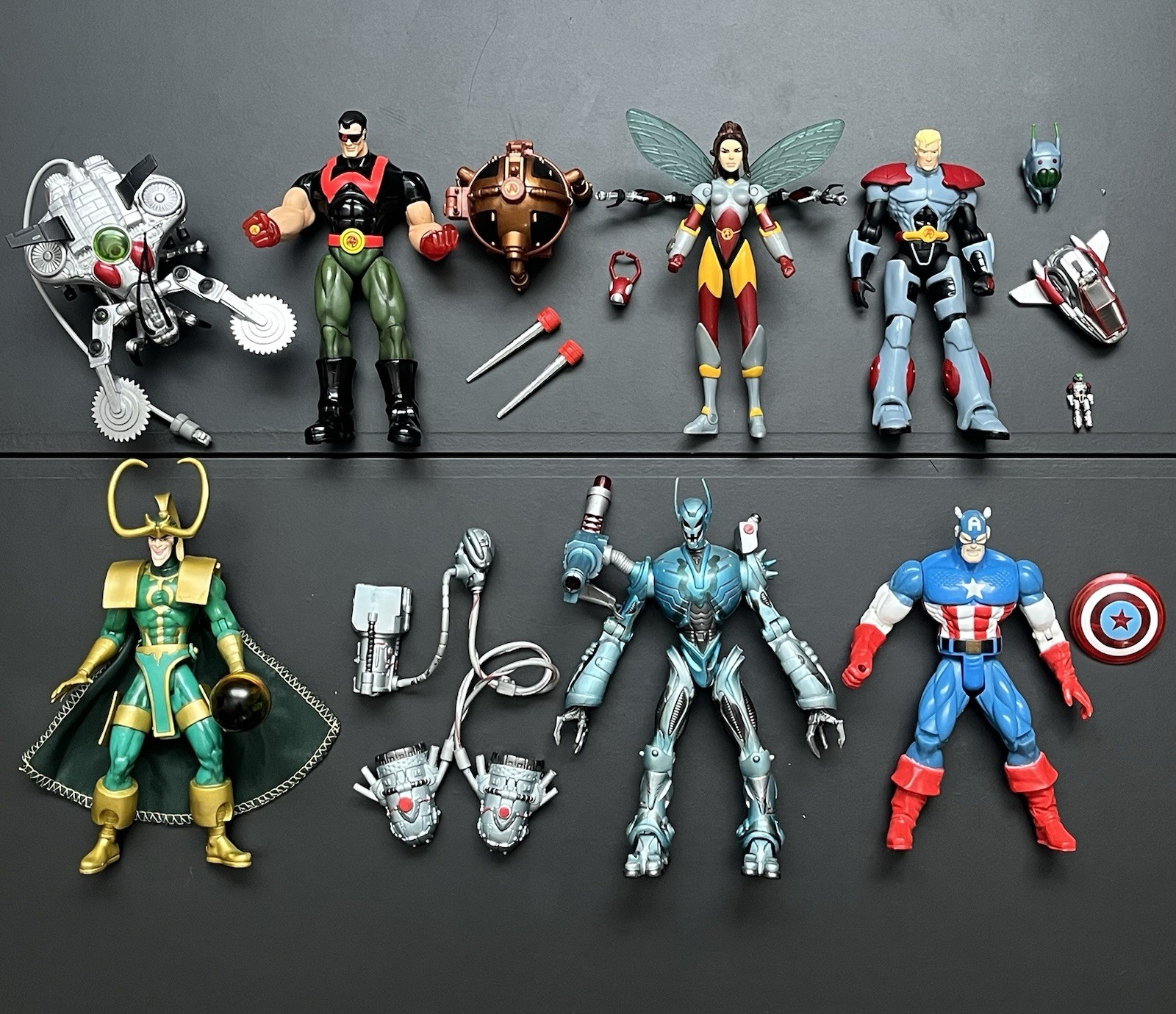 1990s ToyBiz Marvel Avengers Captain/Ant-Man/Wasp/Loki/Ultron 6&Prime; Figure Set/Lot