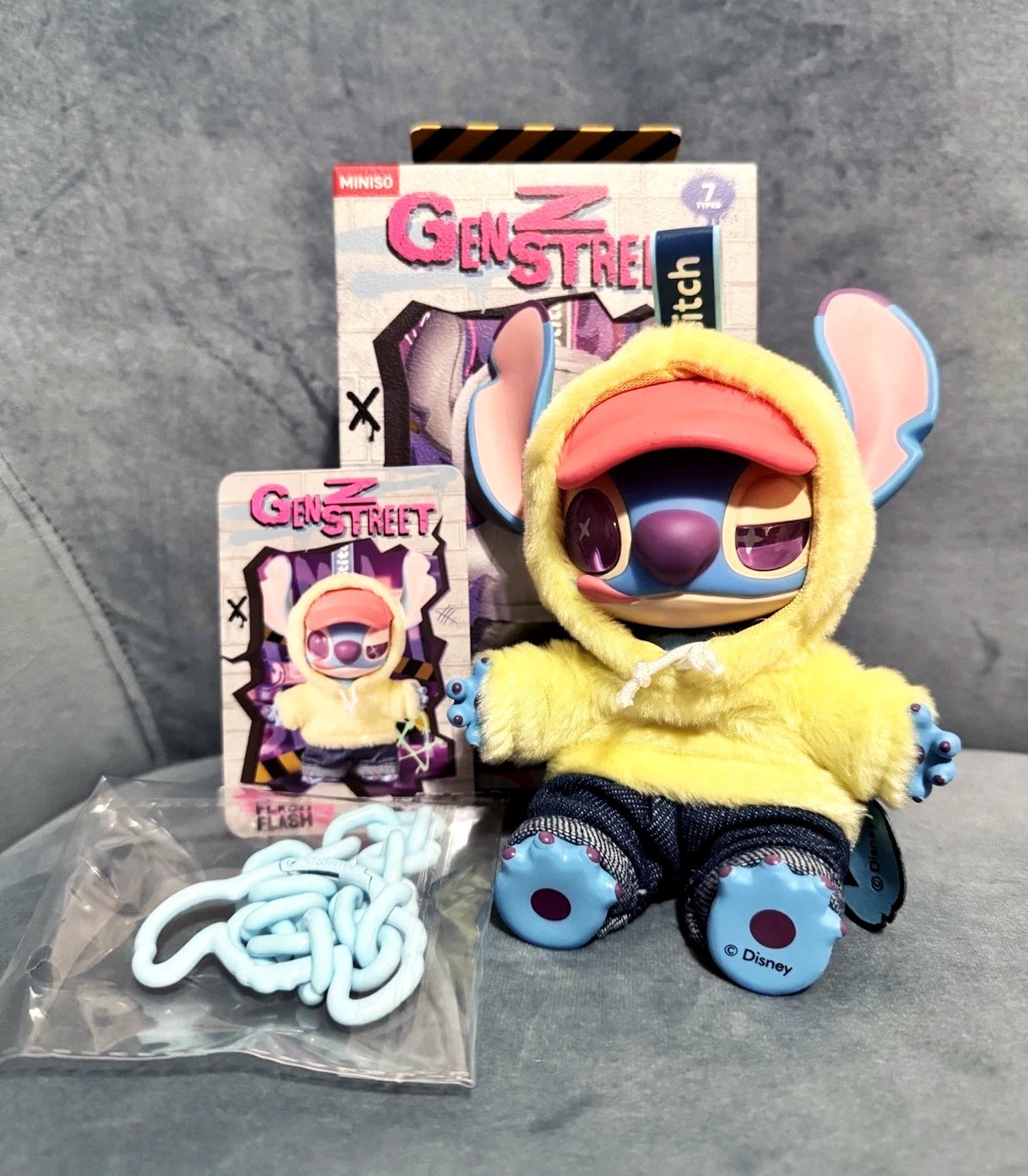 MINISO Disney Stitch Gen Z Street Vinyl Plush Pendant Blind Box Flash New