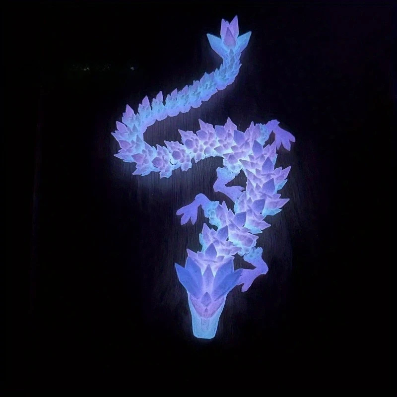 Glow in the Dark 3D Printed Articulated Crystal Dragon Fidget Toy Desk Car Decor