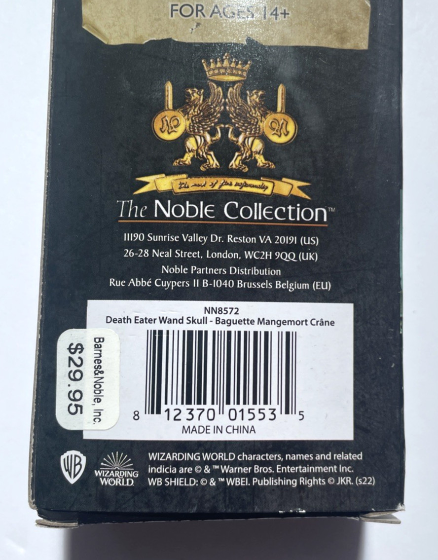 The Noble Collection – Death Eater Skull Wand In A Standard Windowed Box – 14in