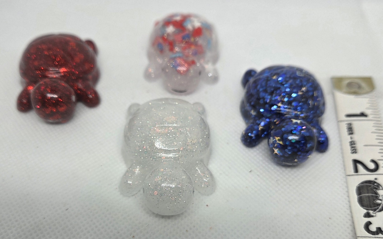 Glitter Resin turtle Figurines Set of 4 Multicolor 1.5 in Mini Figures