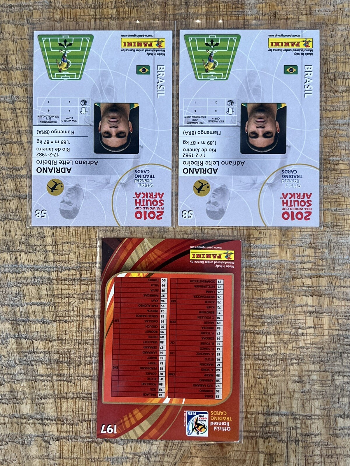 2010 Panini World Cup ERROR Back Cards x 3 Iker Casillas Julio Cesar Rare