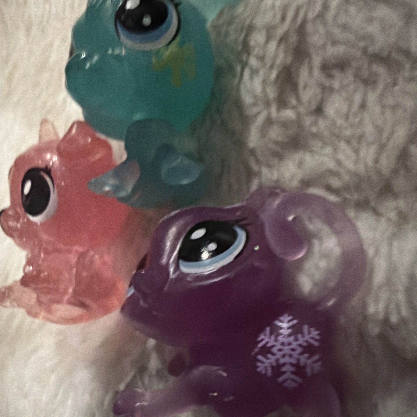 Rainbocorns Mini Figures Translucent Glitter Plastic Tiny Animals 1” Lot of 3