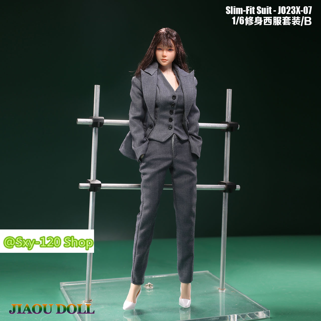 JO23X-07B 1/6 Female Grey Professional Slim Fit Suit Set For 12 »PH TBL Figure