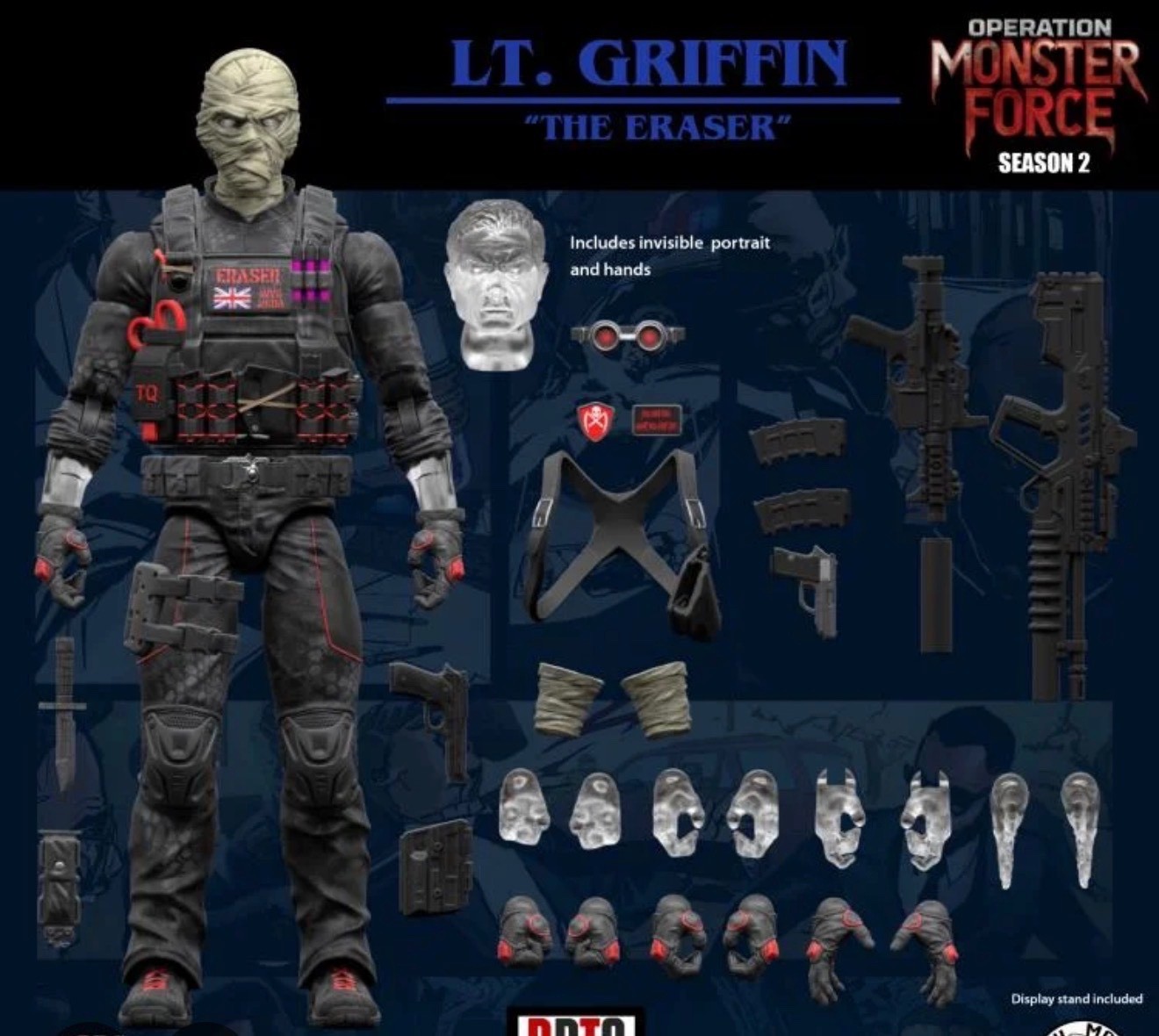 OPERATION MONSTER FORCE 1:12 LT. GRIFFIN THE ERASER 6” ACTION FIGURE GI JOE MISB