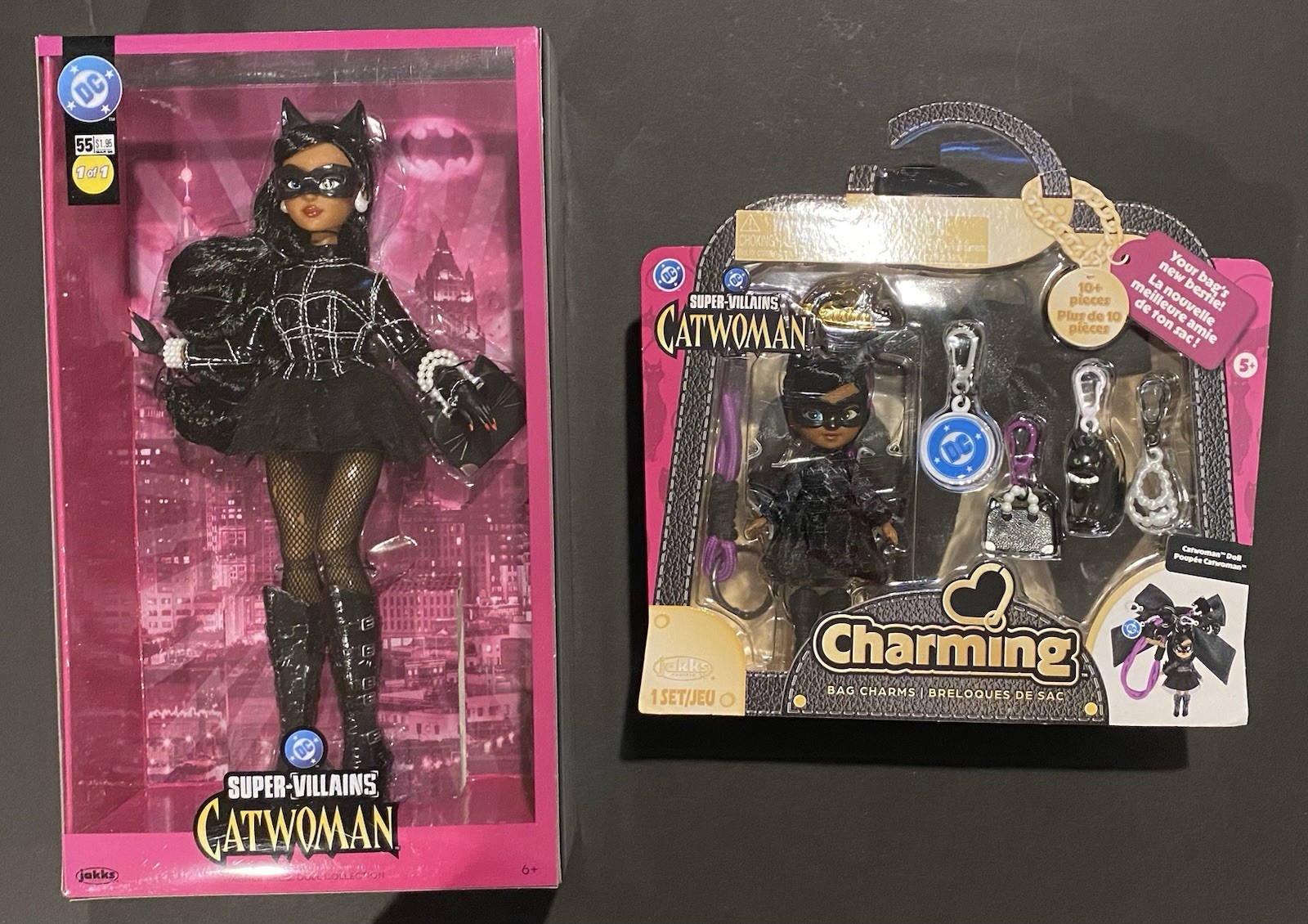 In Hand New Jakks Pacific DC Comics Super-Villains Catwoman & Charming Bag Dolls