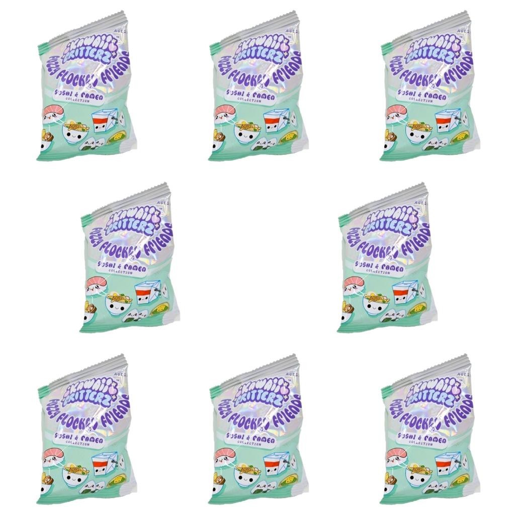 Kawaii Critterz Fuzzy Flocked Friends Sushi Collection – Lot of 8 Blind Bags