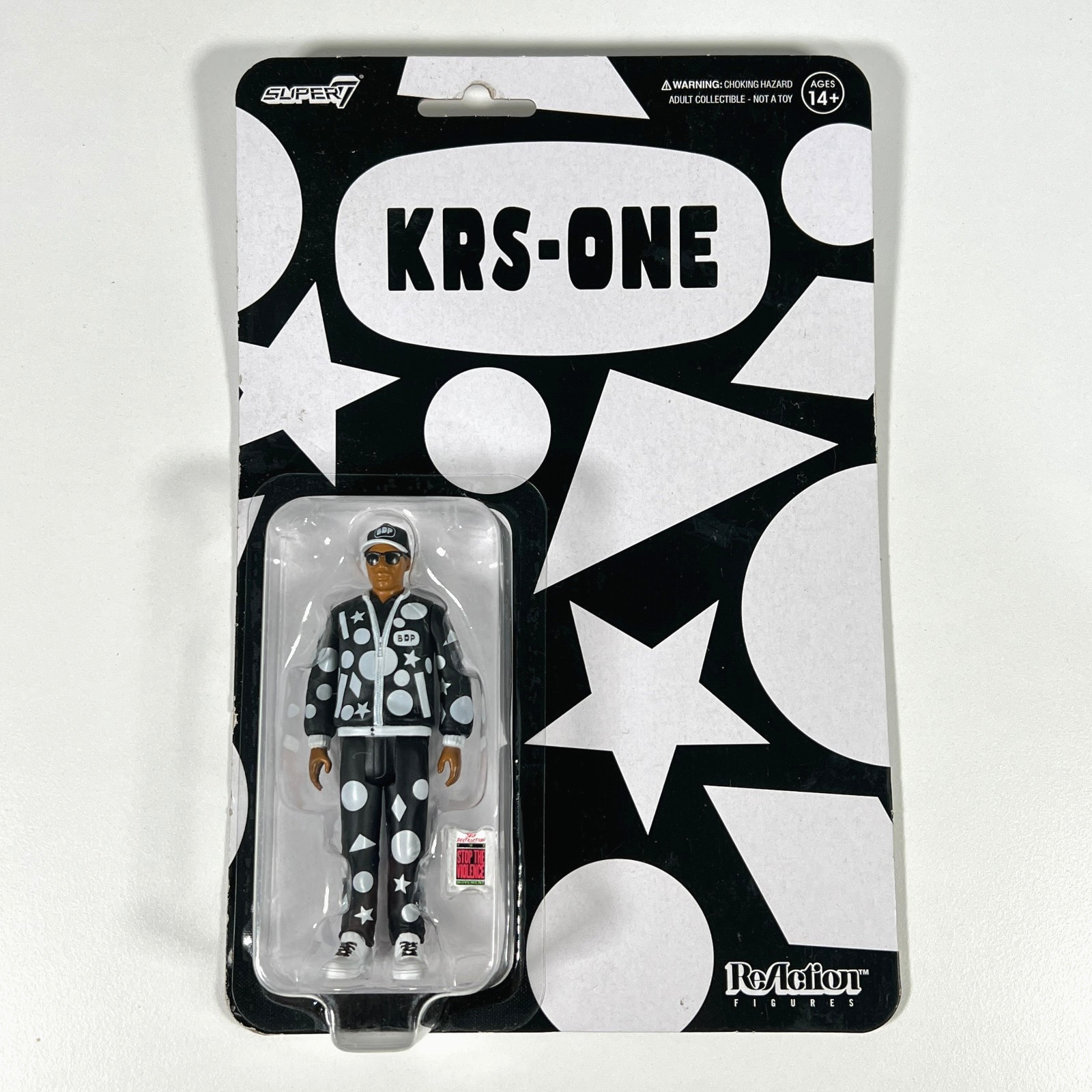 Super7 ReAction KRS-One Self Destruction Hip Hop 3.75&Prime; Carded Figure
