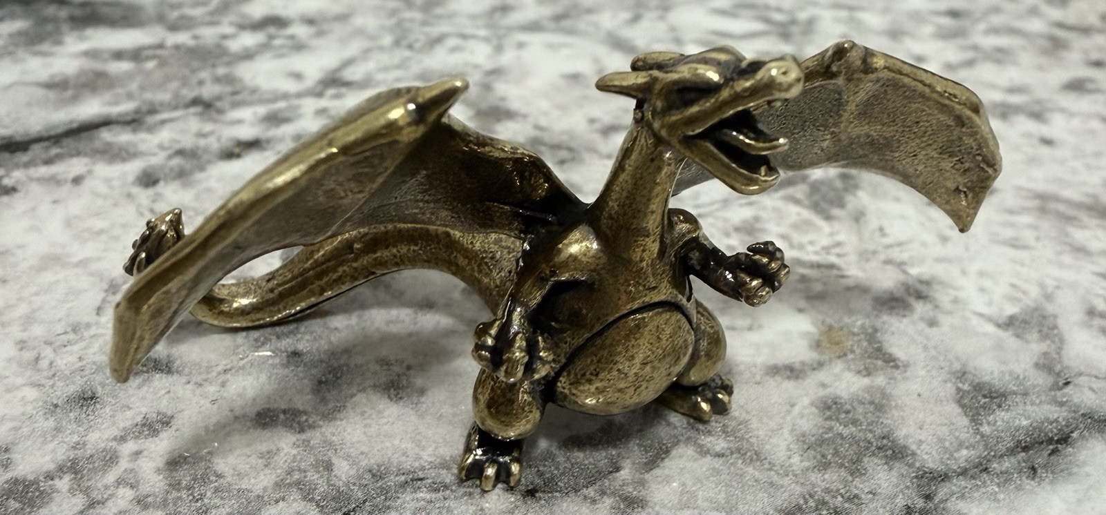Vintage Solid Brass Charizard Miniature Figure – Heavy Metal Pokémon Collectible