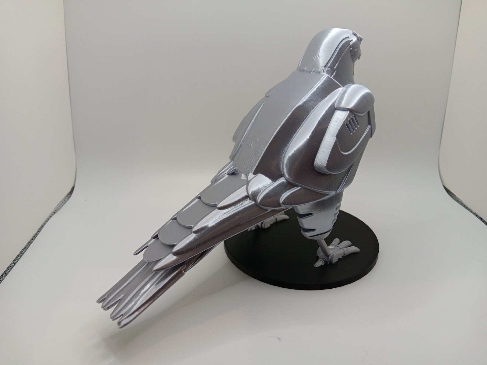 Retro Silverhawks Tally Hawk statue figure 7&Prime; 3D printed metallic silver plastic
