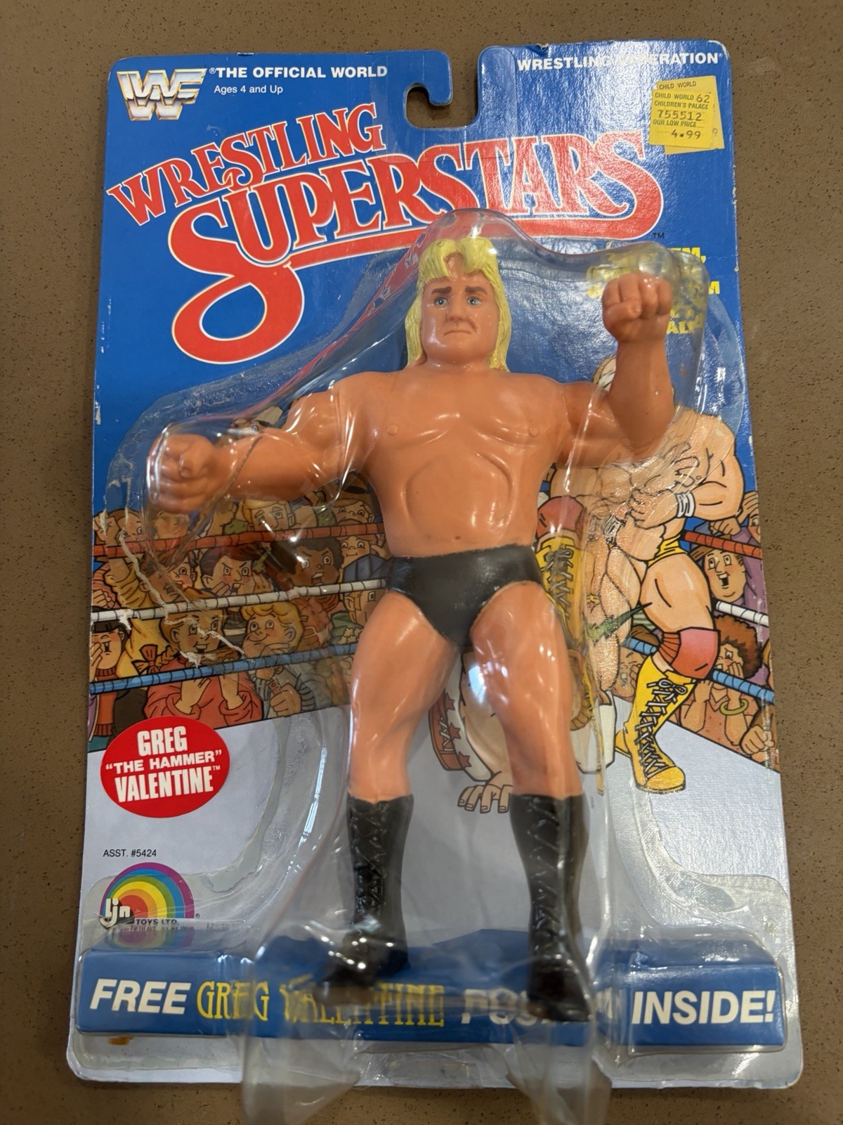 LJN Greg The Hammer Valentine Vintage WWE WWF Rare MOC