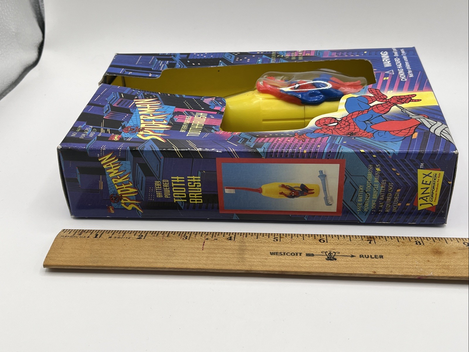 Spider-Man 1995 Battery Powered Toothbrush Marvel Comics Janex NIB