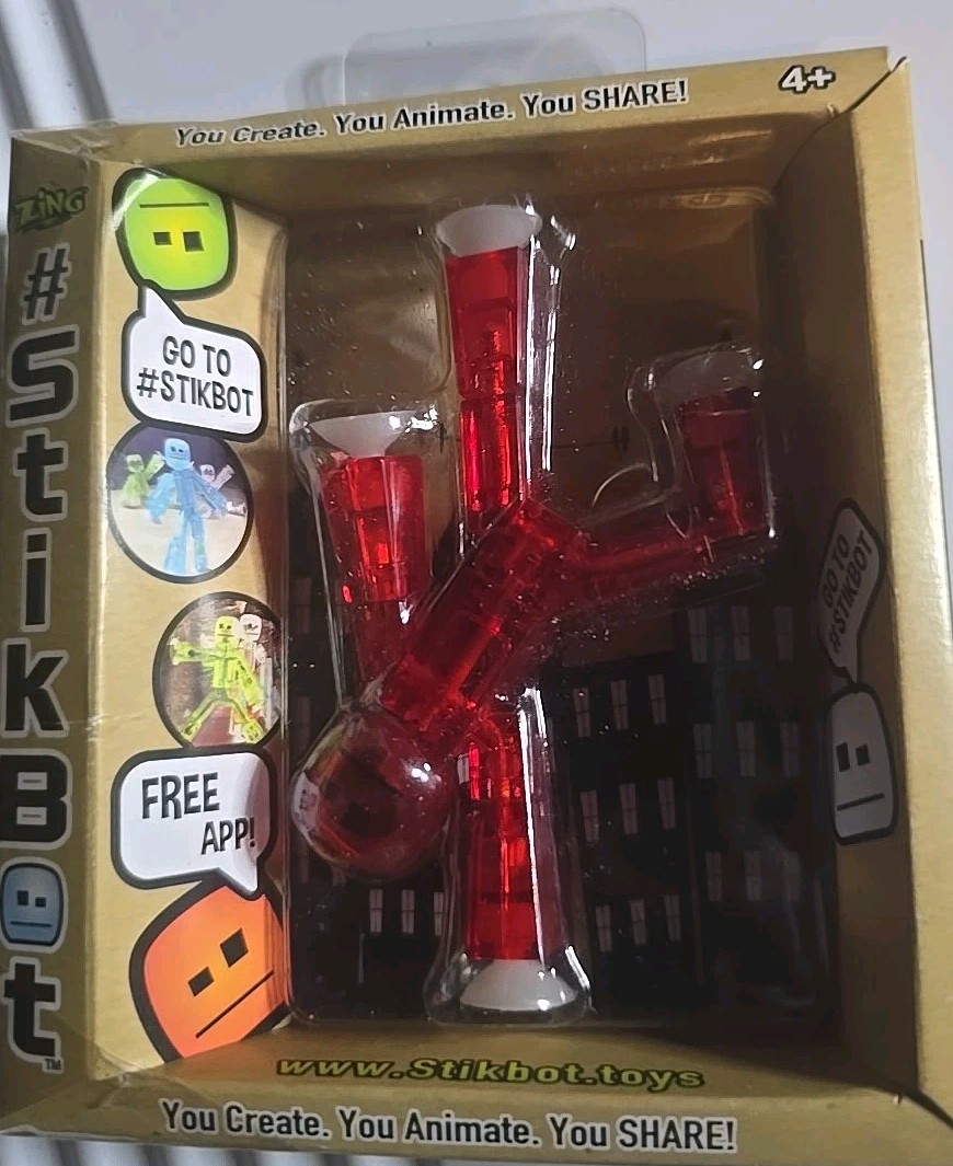 Stikbot Clear and Red Translucent Red String Action Figure Create Animation