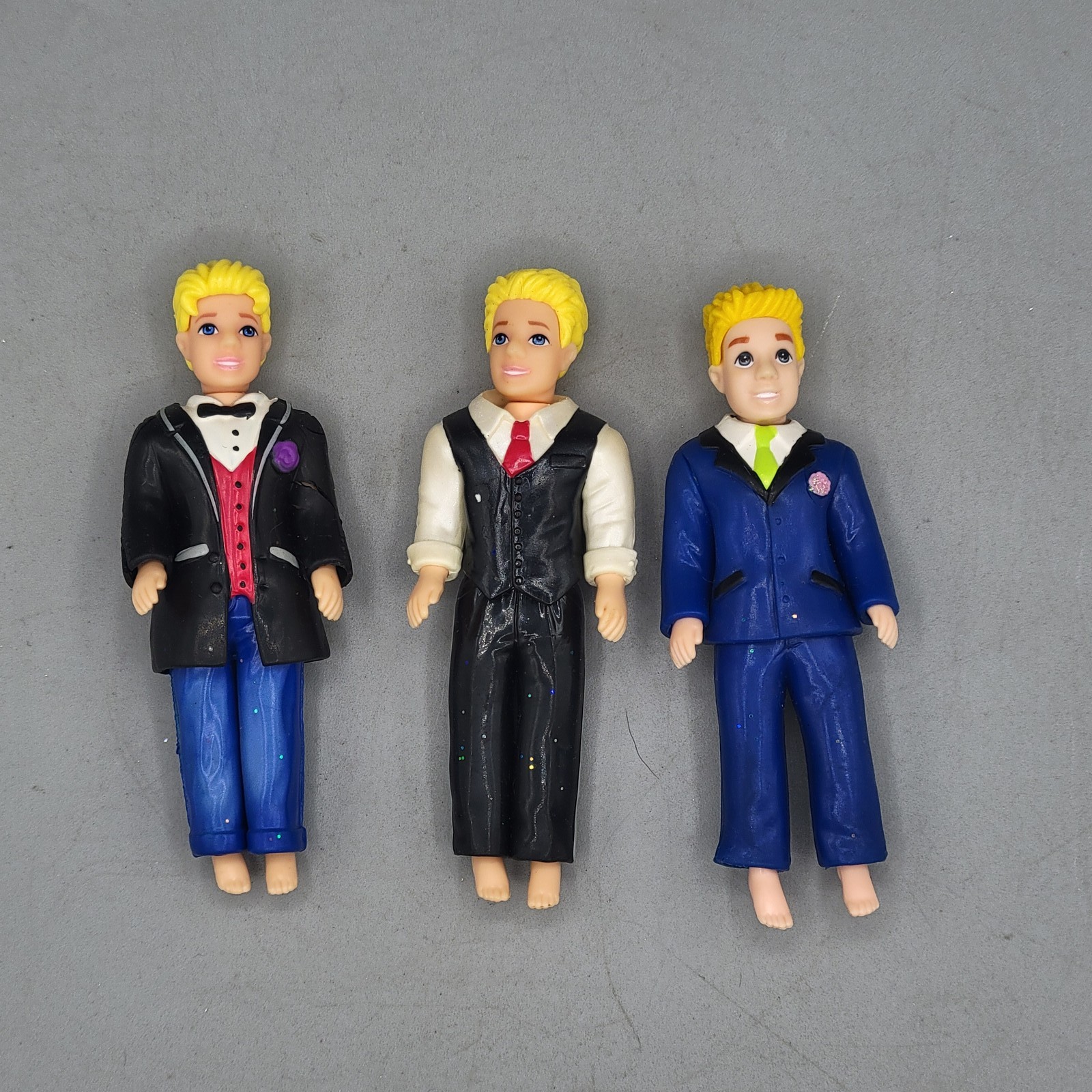Polly Pocket Figures Lot 3 Male Groom Wedding Formal Dolls
