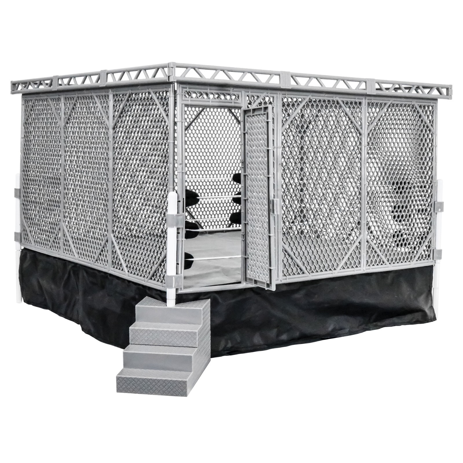 Steel Cage Playset & Wrestling Ring for WWE & AEW Wrestling Action Figures