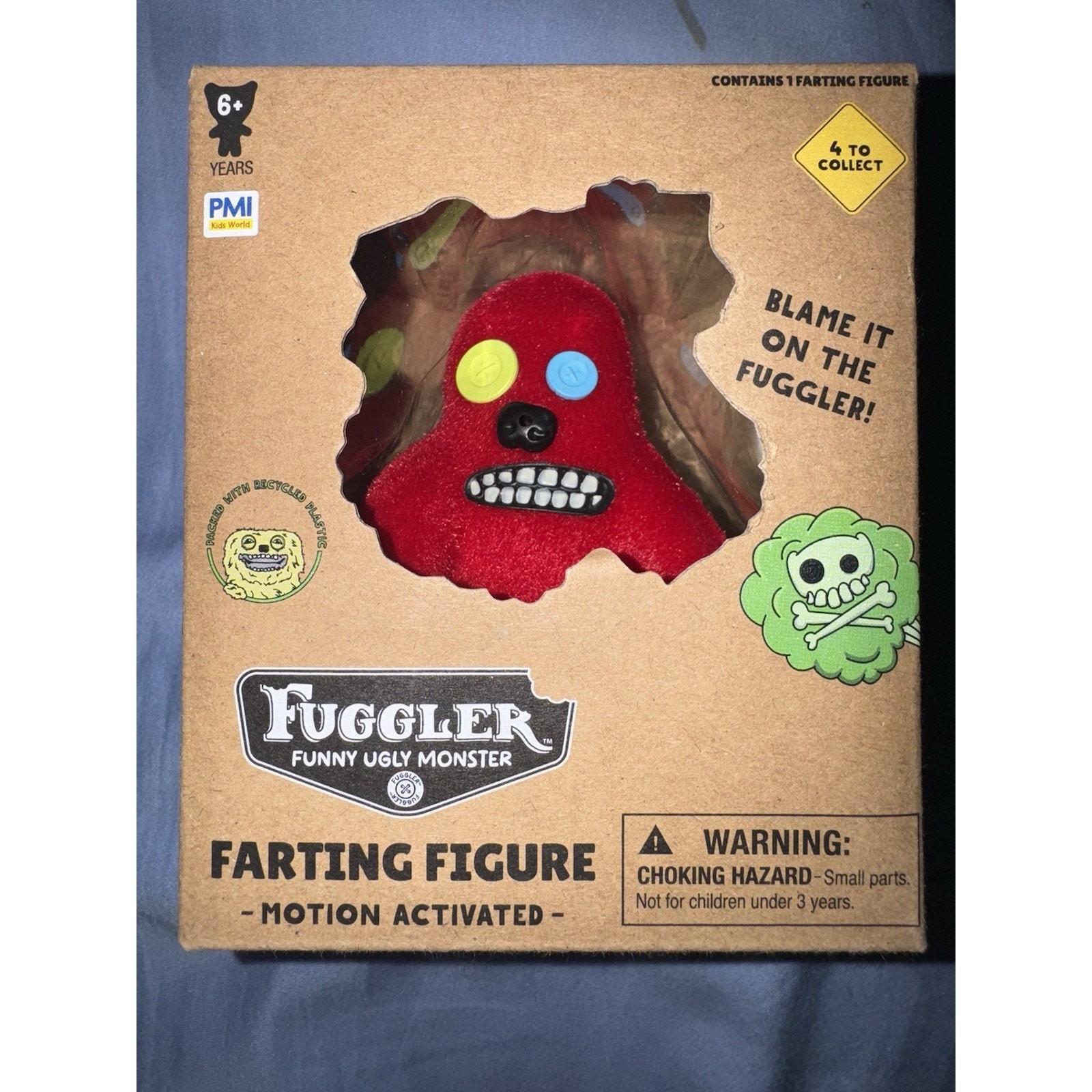 New Fuggler Ugly Monster Farting Figures 3&Prime; Red Munch Munch Motion Activated