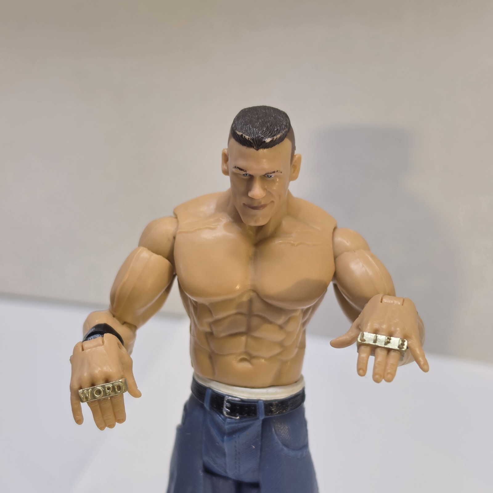 John Cena Jakks 2003 WWE Ruthless Aggression Figure Brass Knuckles Word Life