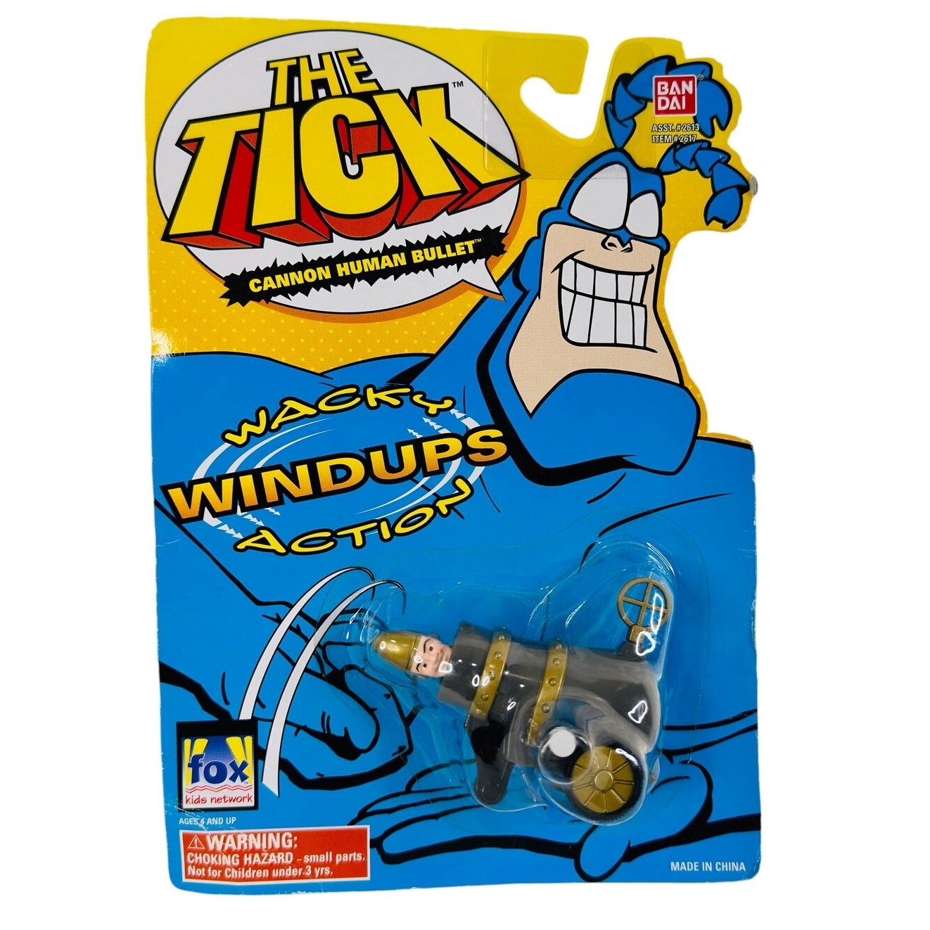 VTG 1995 Bandai The Tick Wacky Windup Action Cannon Human Bullet Toy