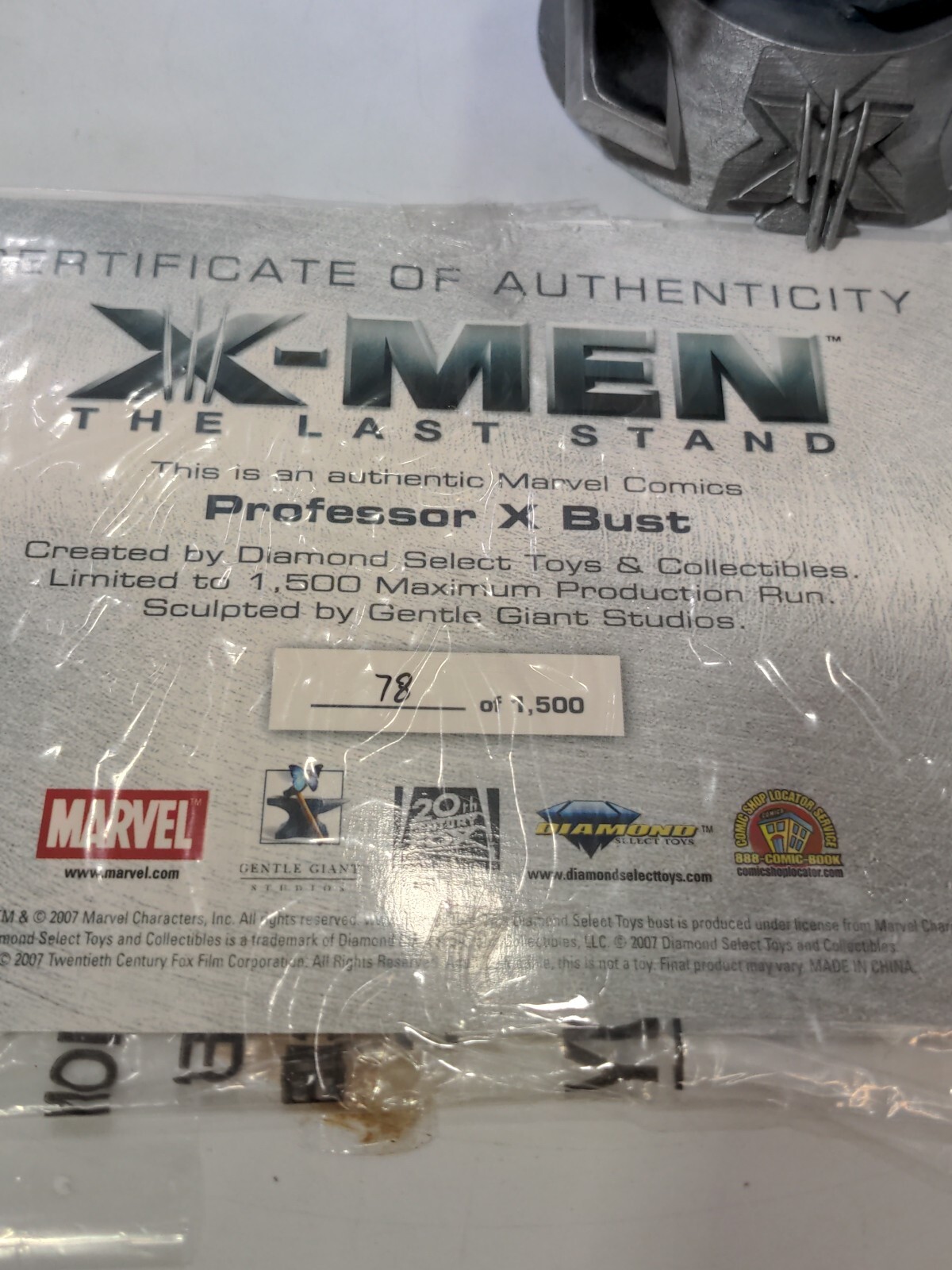 Marvel X-Men The Last Stand Professor Xavier Bust #0078/1500 Diamond Select #ML