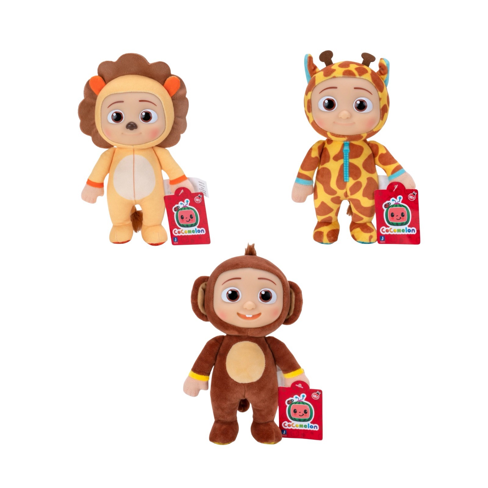 CoComelon JJ Plush Set of 3 Lion Monkey Giraffe Soft Toy Arcade Claw Crane Toys