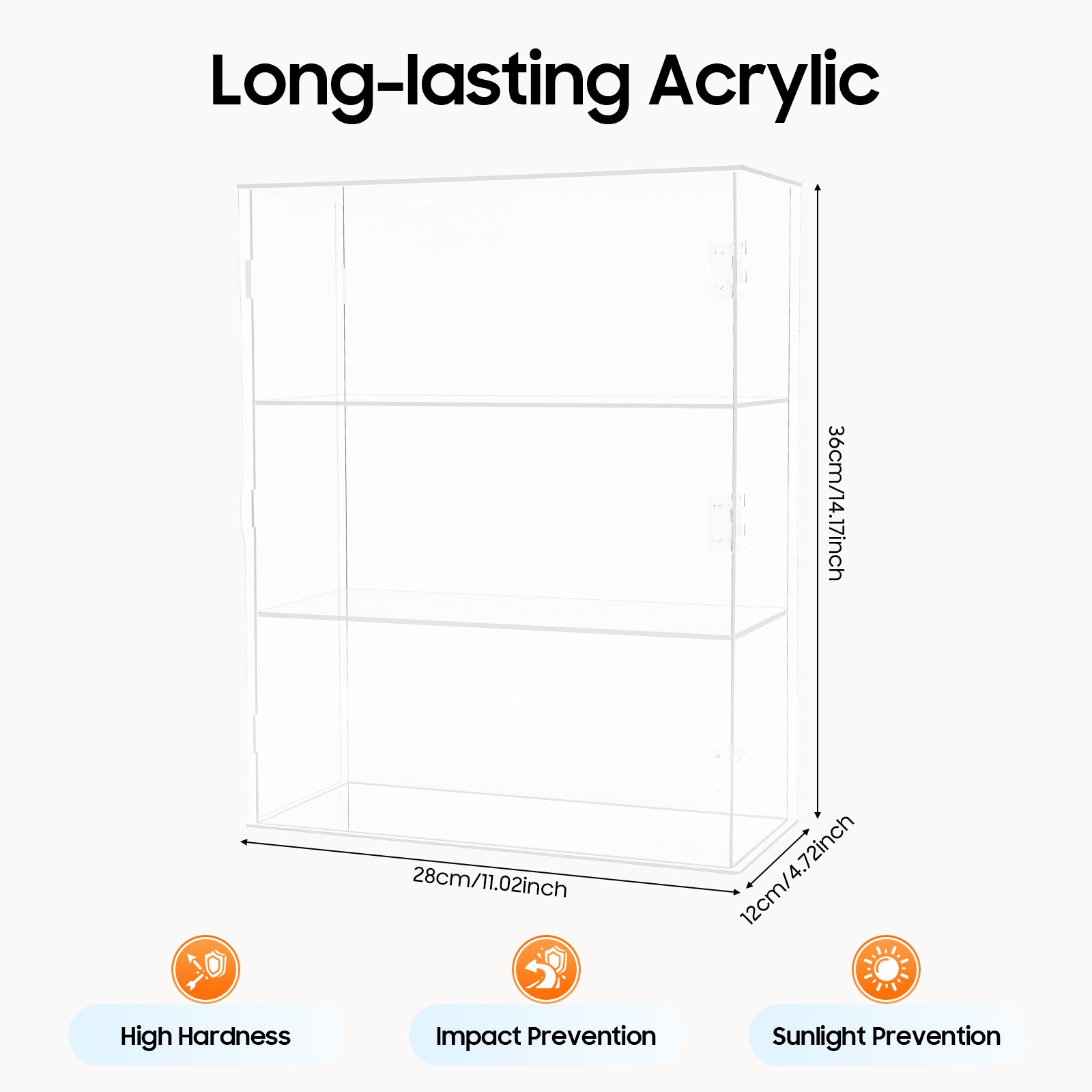 3-Tier Display Case Shelf Dustproof Clear Showcase Holder for Action Figures