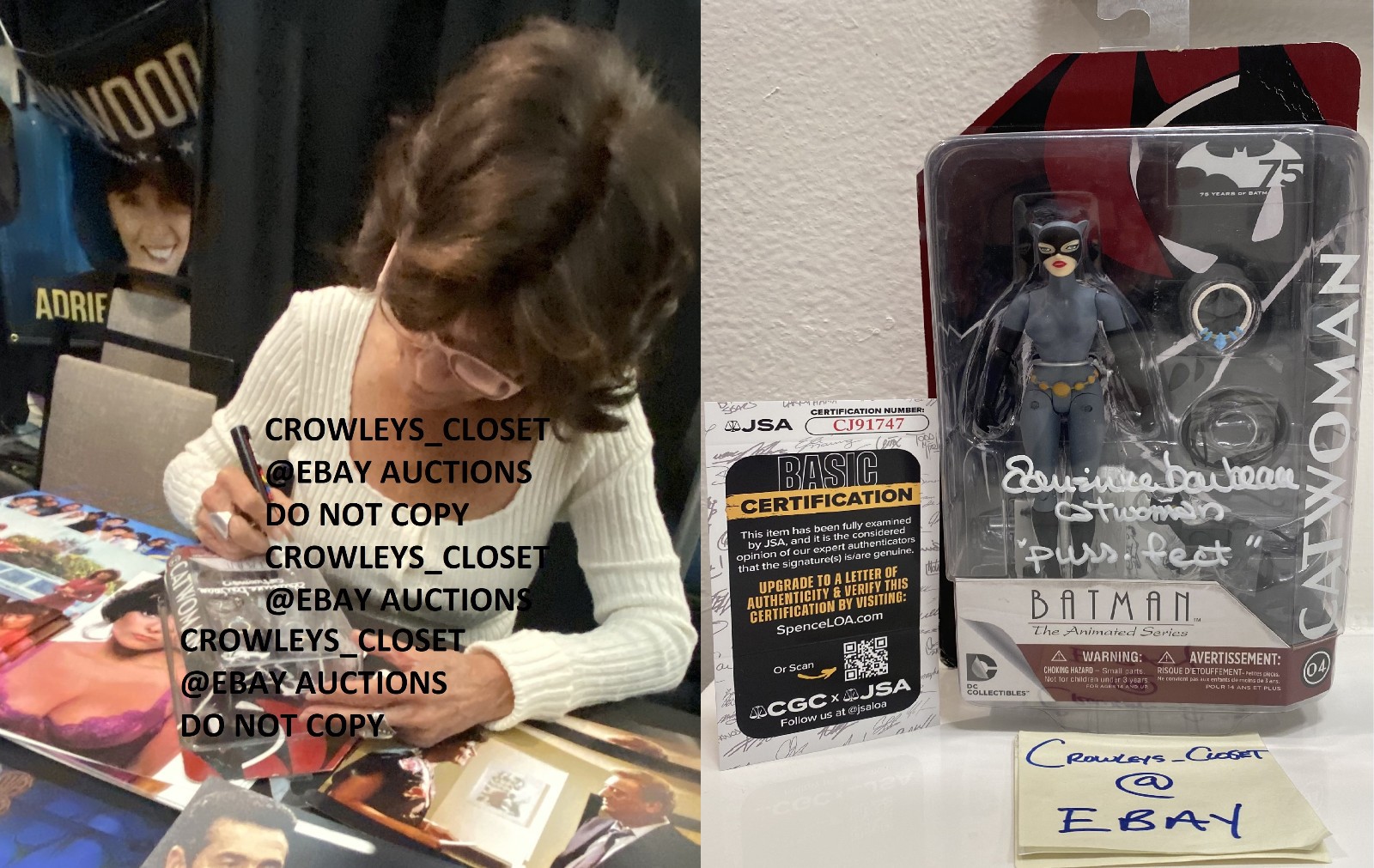 Adrienne Barbeau Signed DC BATMAN:75th Anniv. Animated CATWOMAN Figure JSA COA