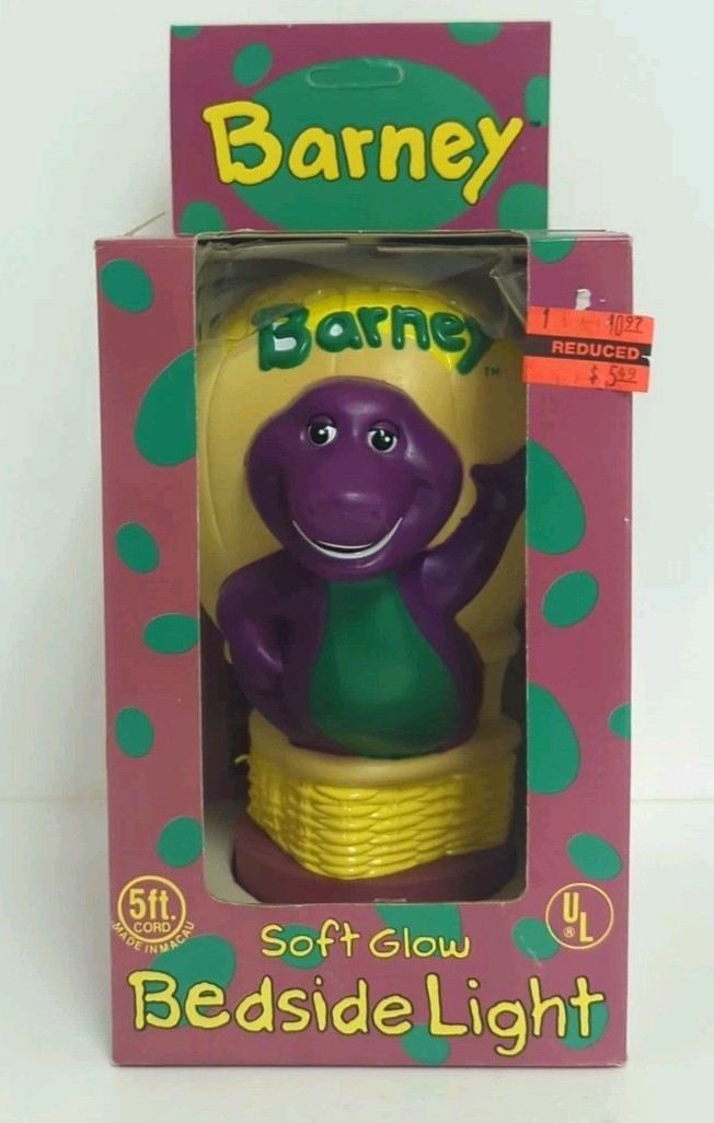 Barney the Dinosaur 1992 Lyons Group plastic soft glow Bedside Night Light -MIB!