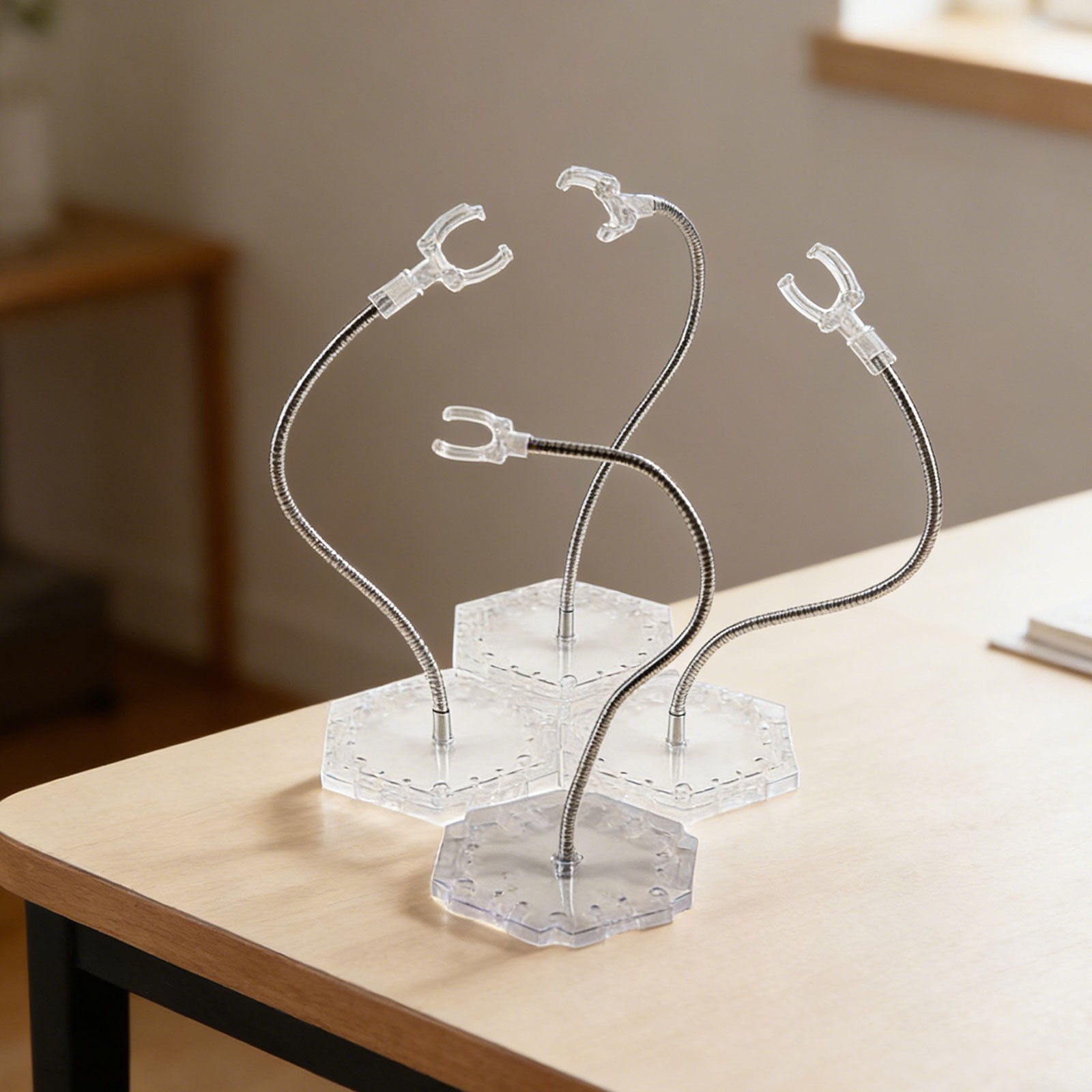 4 Pack Clear Action Figure Stand Action Display Holder Metal Support ArmWd