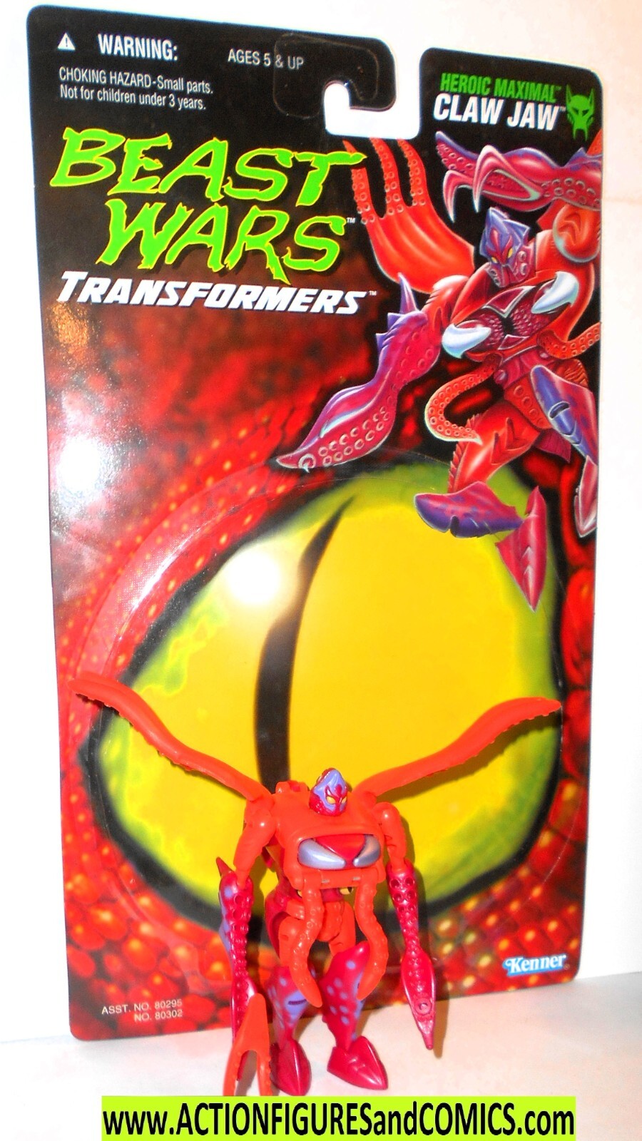 Transformers Beast Wars 1996 CLAWJAW complete FULL CARD vintage kenner Squid